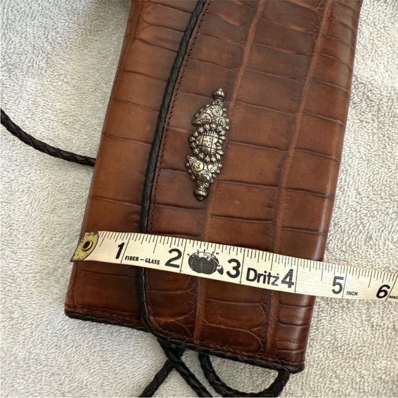 Brighton Convertible Croc Leather Crossbody Organizer Bag Wallet Brown - Picture 12 of 13